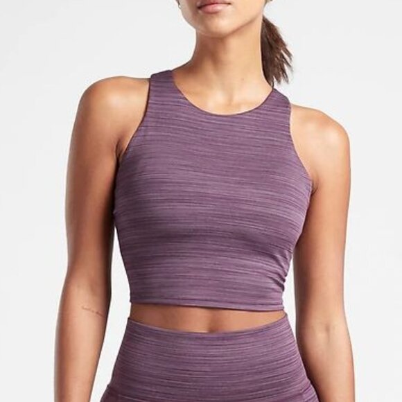 Athleta NWT Conscious Space Dye Crop Top D-DD Cups Racerback Purple Built-in Bra - Picture 1 of 10